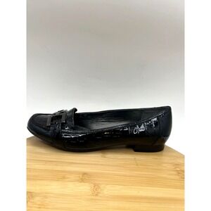 Alfani Black Patent Loafers Size 10M |‎ Croc Embossed Slip-On Comfort Flats